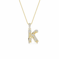 K Initial Dripping Diamond Pendant Necklace - Kian