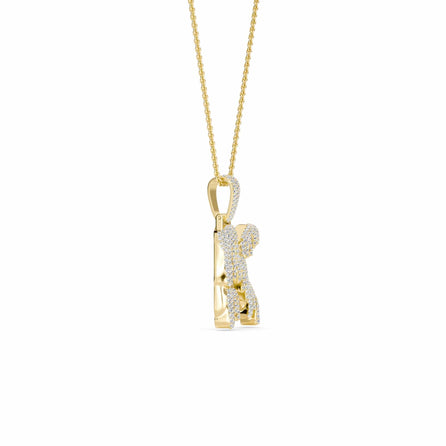 K Initial Dripping Diamond Pendant Necklace - Kian