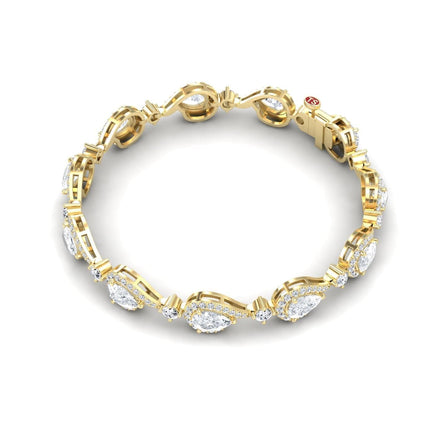 The Lab Grown Diamond Tennis Bracelet - Gemma features oval and round diamond clusters in an alternating pattern, displayed on a white background.