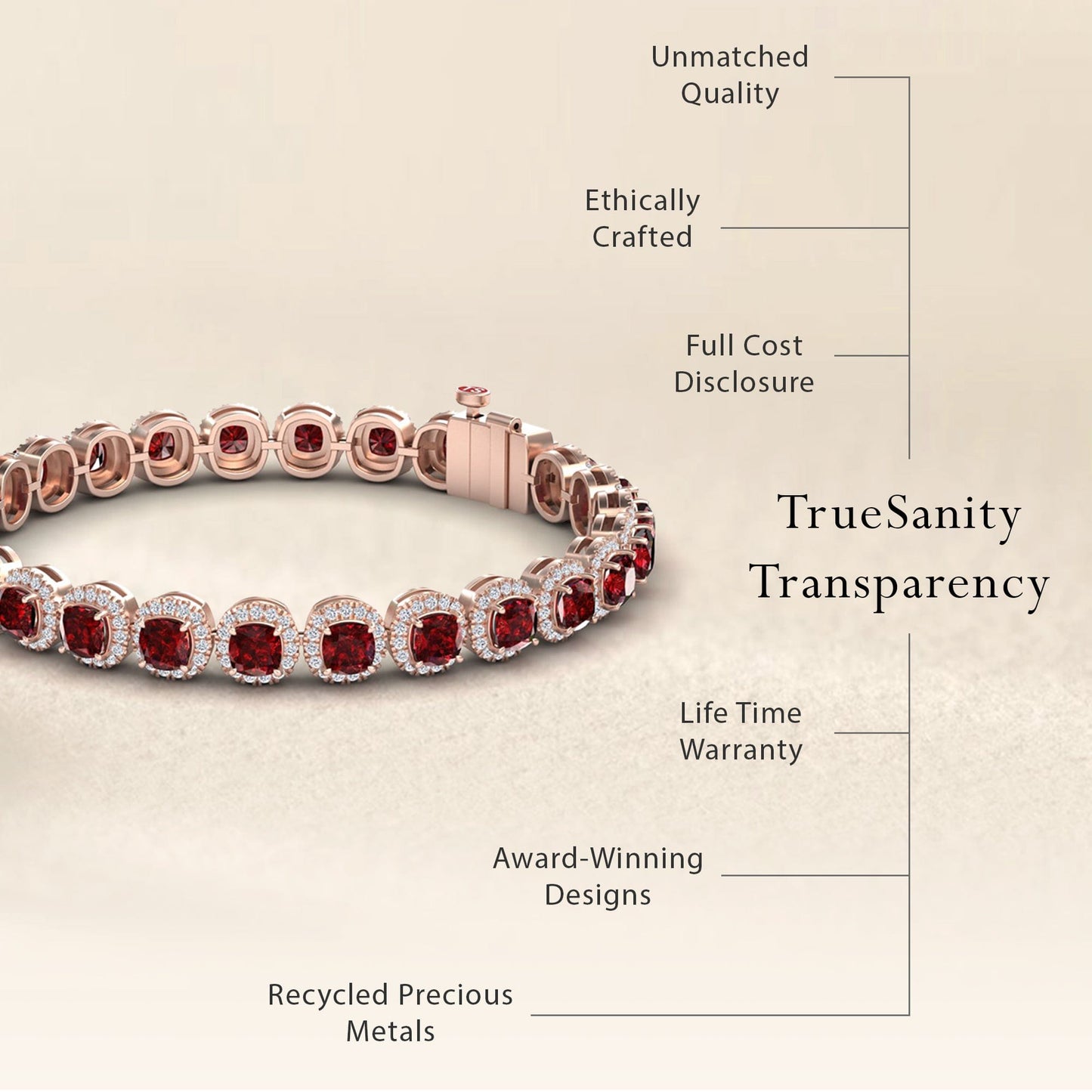 Lab Grown Ruby & Diamond Halo Tennis Bracelet - Isabella