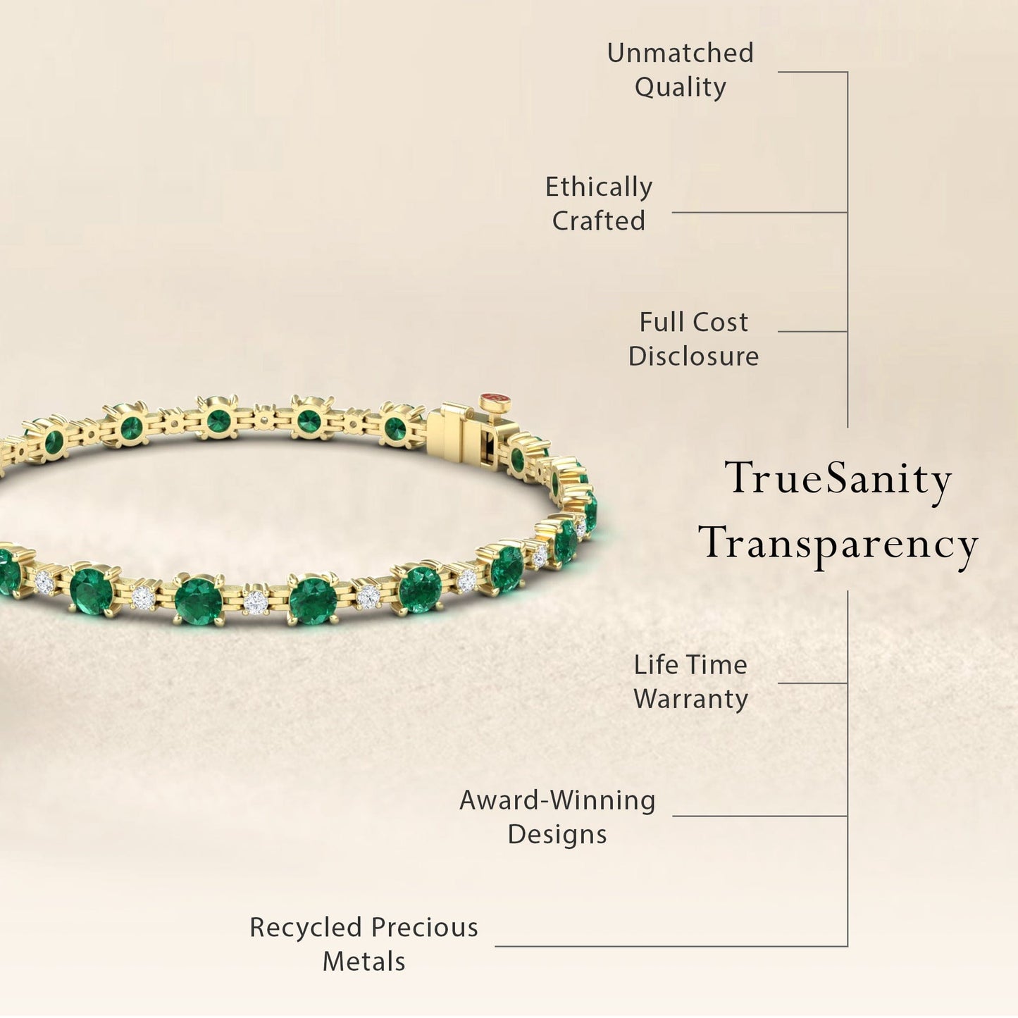 Emerald & Diamond Tennis Bracelet - Natalia