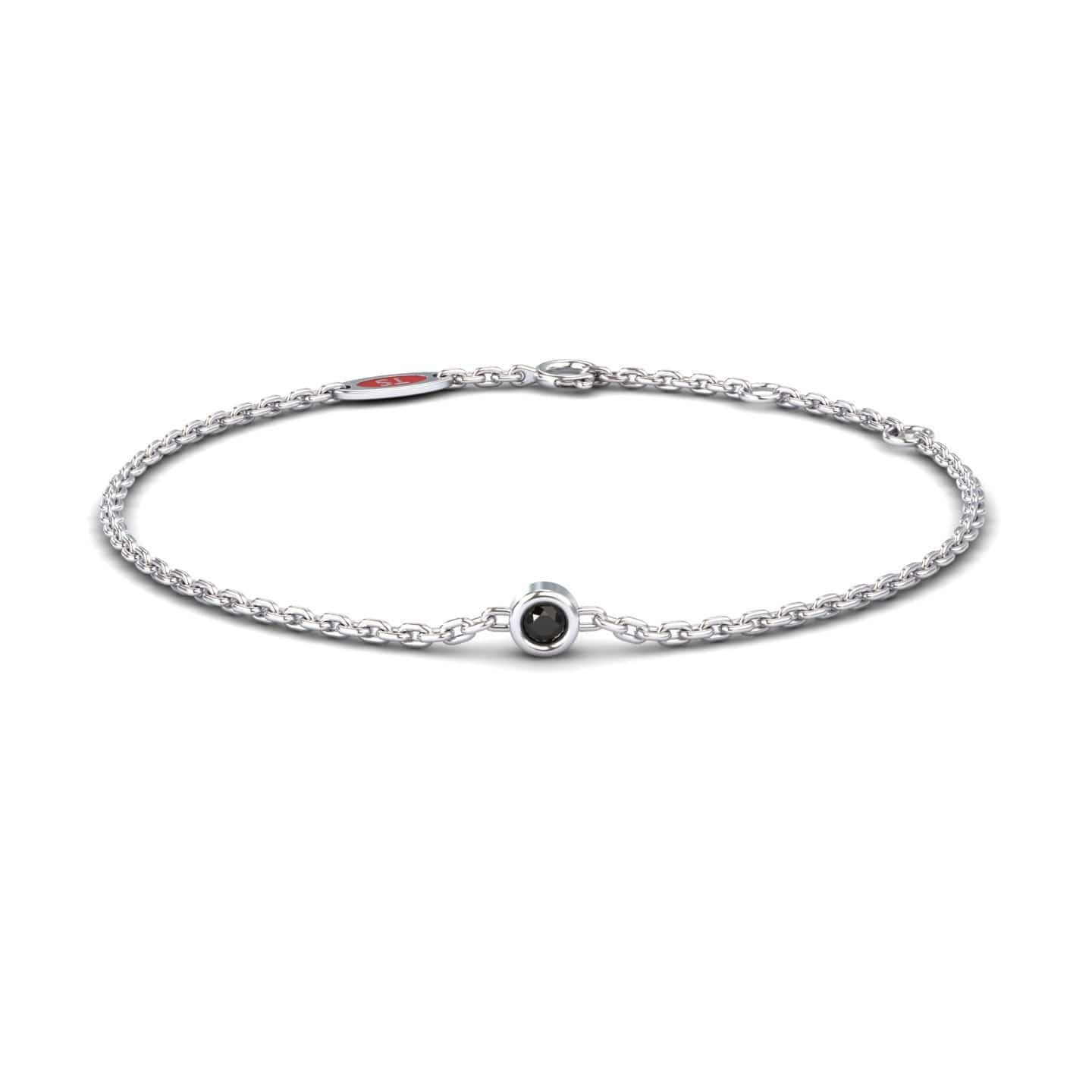Black Diamond Bezel Set Chain Bracelet - Aisha