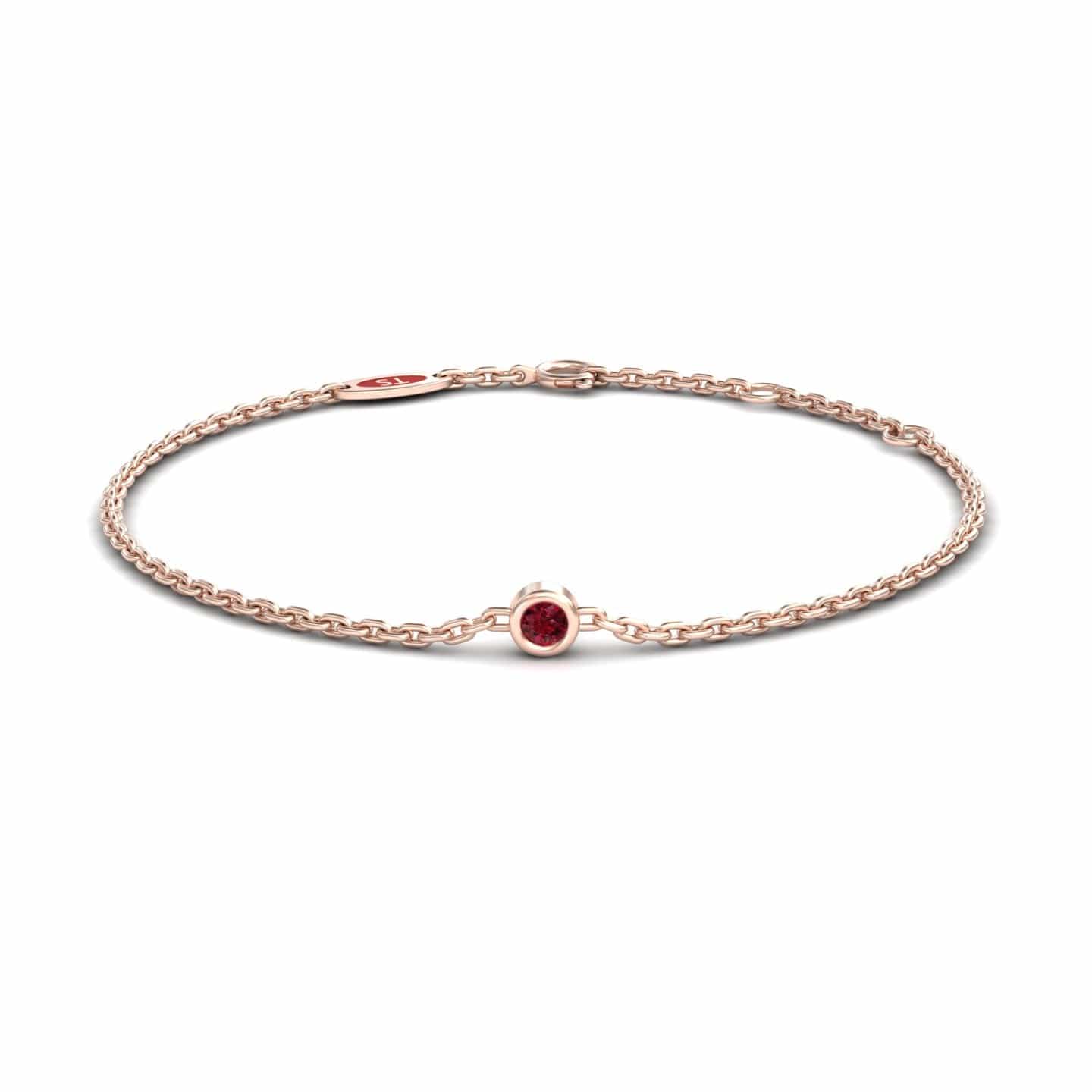 Ruby Bezel Set Chain Bracelet - Aisha