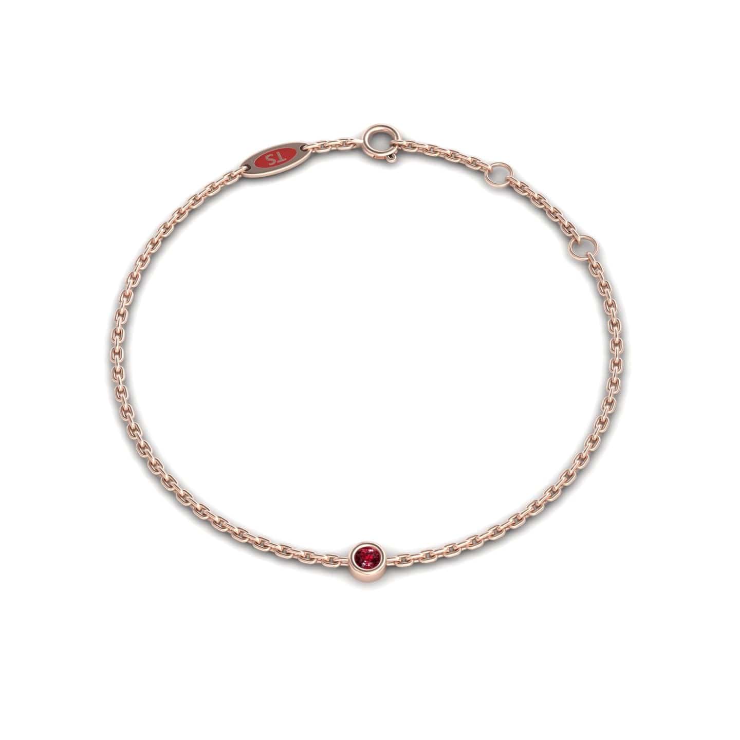 Ruby Bezel Set Chain Bracelet - Aisha