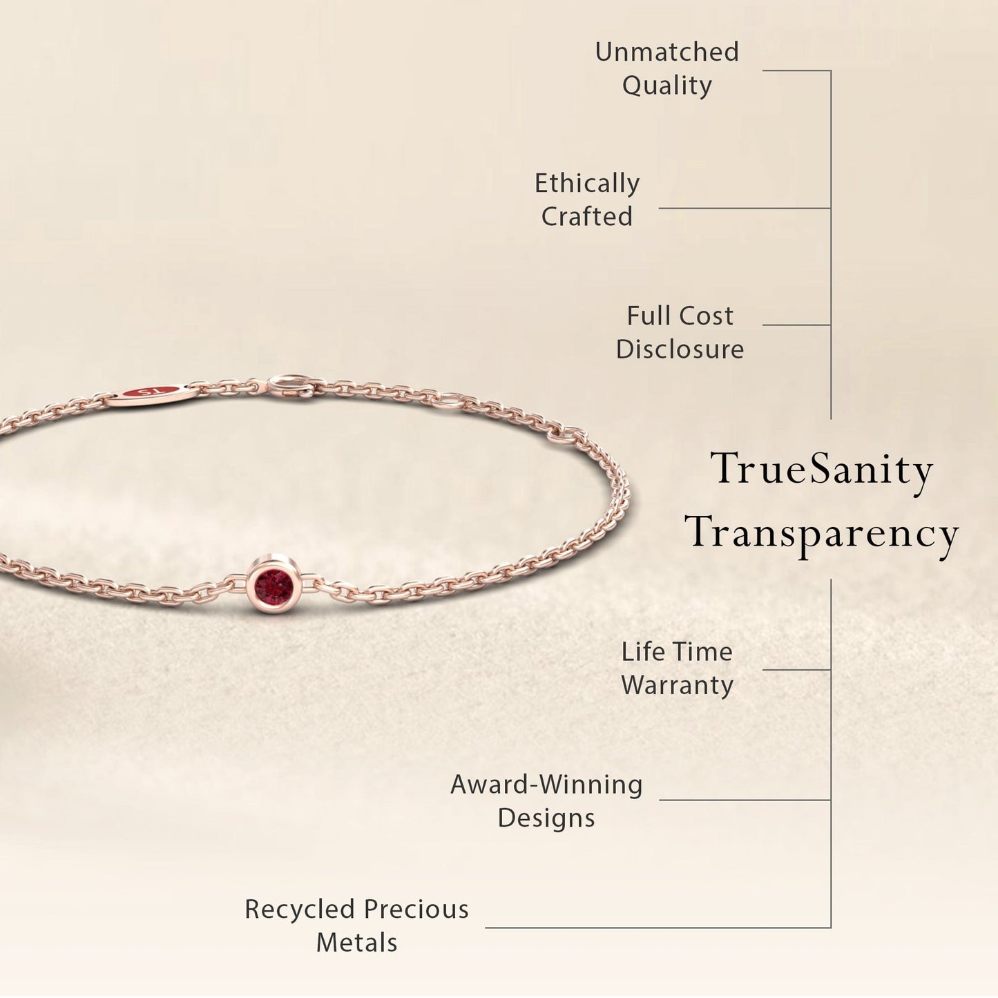 Ruby Bezel Set Chain Bracelet - Aisha