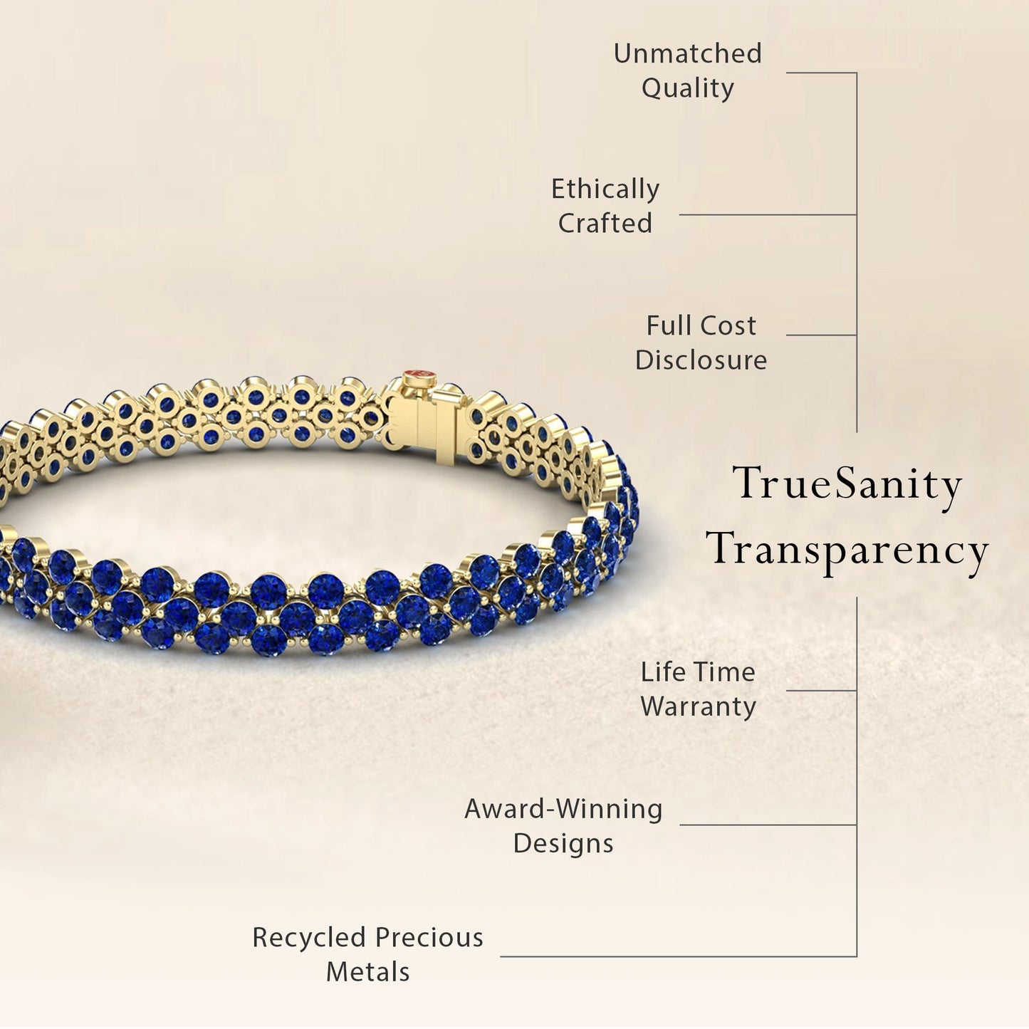 Lab Grown Blue Sapphire Double Row Tennis Bracelet - Yifei