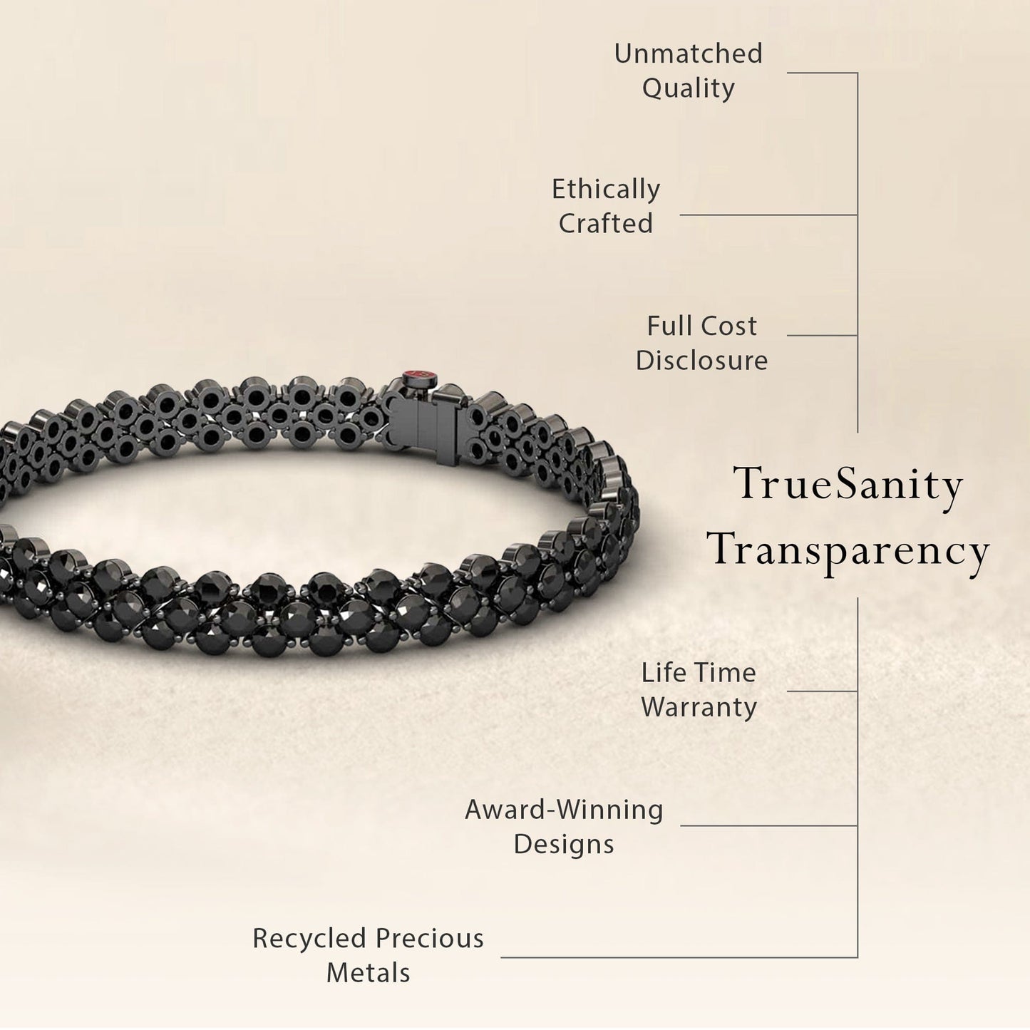 Black Diamond Double Row Tennis Bracelet - Yifei