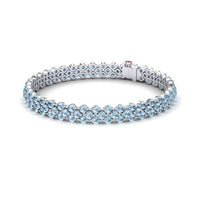 Lab Grown Aquamarine Spinel Double Row Tennis Bracelet - Yifei