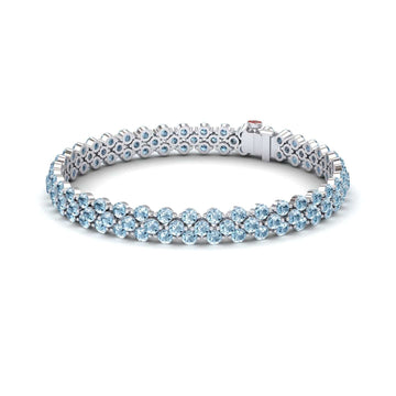 Lab Grown Aquamarine Spinel Double Row Tennis Bracelet - Yifei