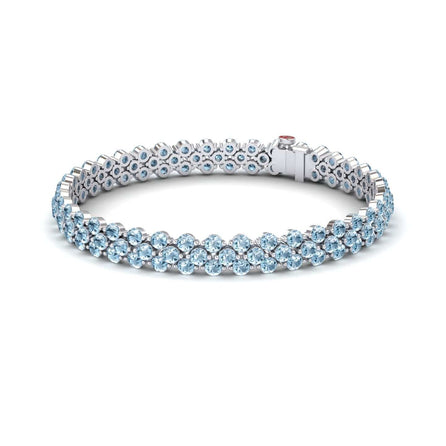 Lab Grown Aquamarine Spinel Double Row Tennis Bracelet - Yifei