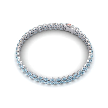 Lab Grown Aquamarine Spinel Double Row Tennis Bracelet - Yifei