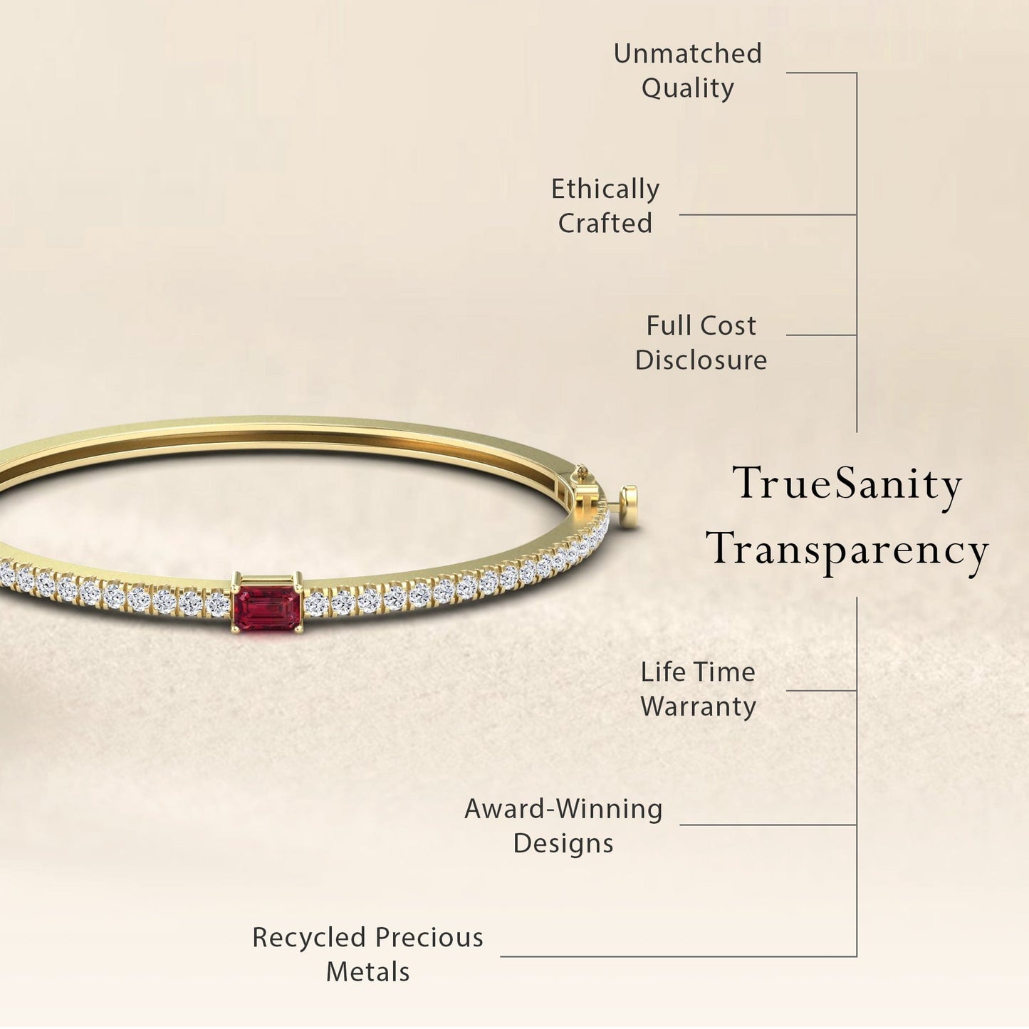Ruby & Diamond Fancy Bangle Bracelet - Amandine