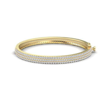 White Diamond Triple Row Pave Bangle Bracelet - Camila