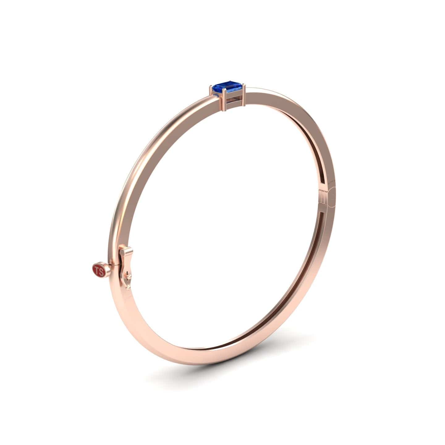 Blue Sapphire Solitaire Bangle Bracelet - Chelsea
