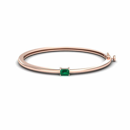 Emerald Solitaire Bangle Bracelet - Chelsea