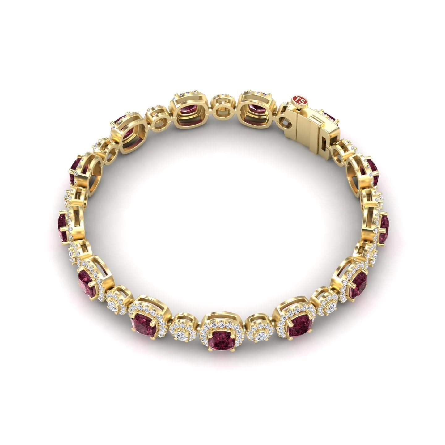 Rhodolite Garnet & Diamond Tennis Bracelet - Erina