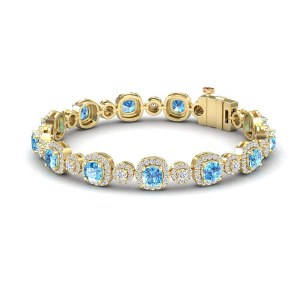 Swiss Blue Topaz & Diamond Tennis Bracelet - Erina