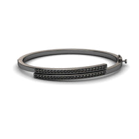 Black Diamond Double Bar Pave Bangle Bracelet - Jamie