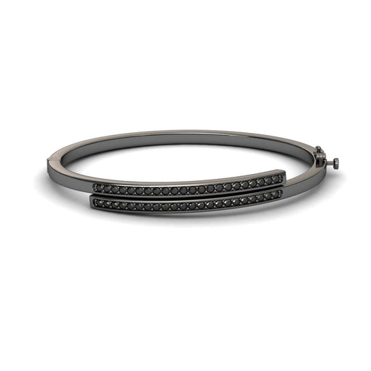Black Diamond Double Bar Pave Bangle Bracelet - Jamie