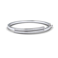 White Diamond Double Bar Pave Bangle Bracelet - Jamie