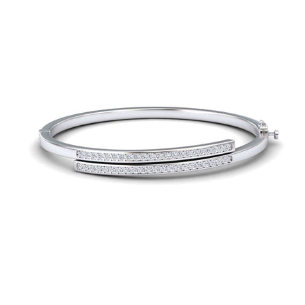 White Diamond Double Bar Pave Bangle Bracelet - Jamie