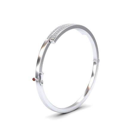 White Diamond Double Bar Pave Bangle Bracelet - Jamie