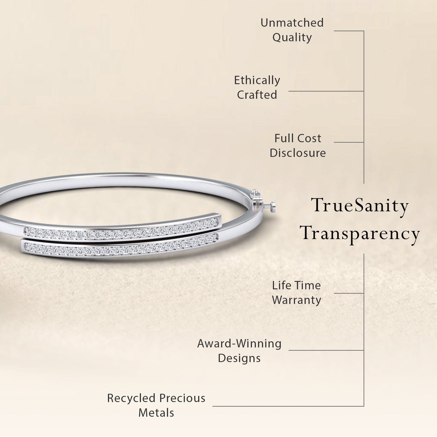 White Diamond Double Bar Pave Bangle Bracelet - Jamie