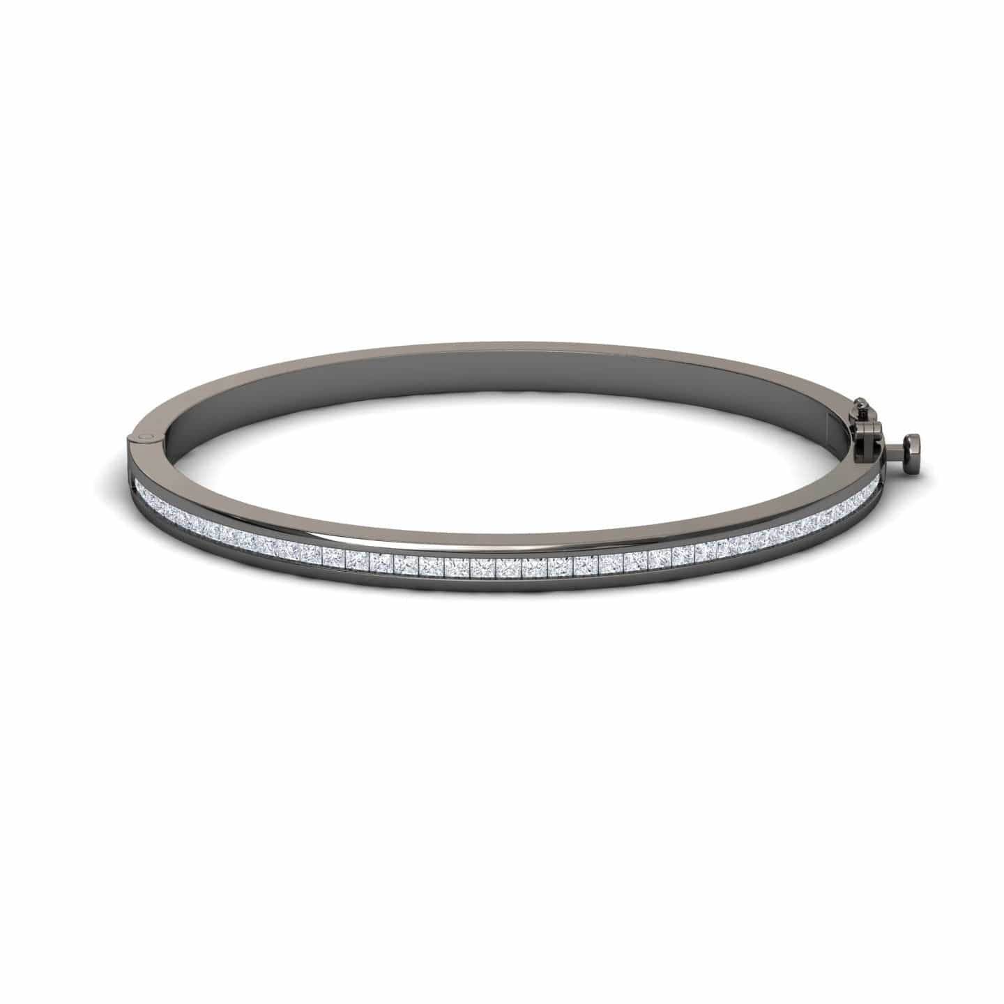 White Diamond Channel-Set Bangle Bracelet - Johanna