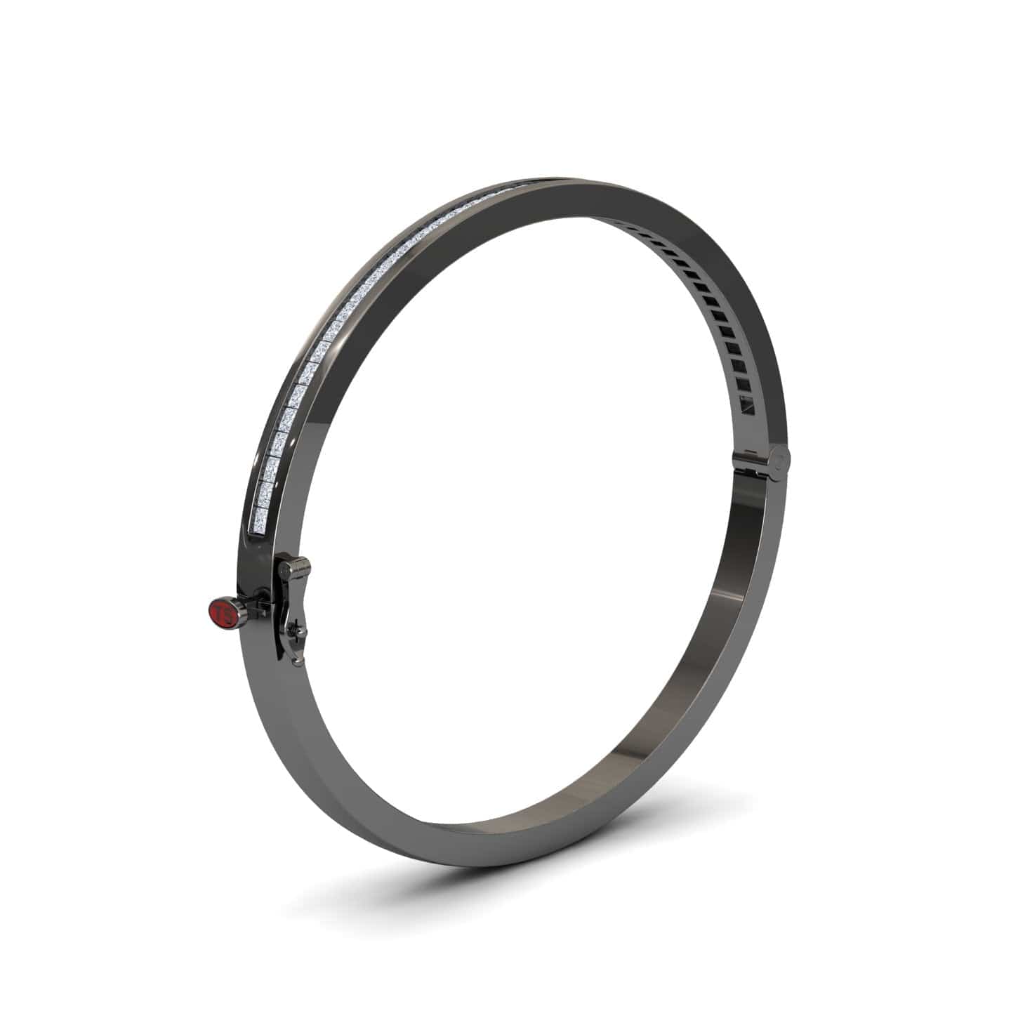 White Diamond Channel-Set Bangle Bracelet - Johanna