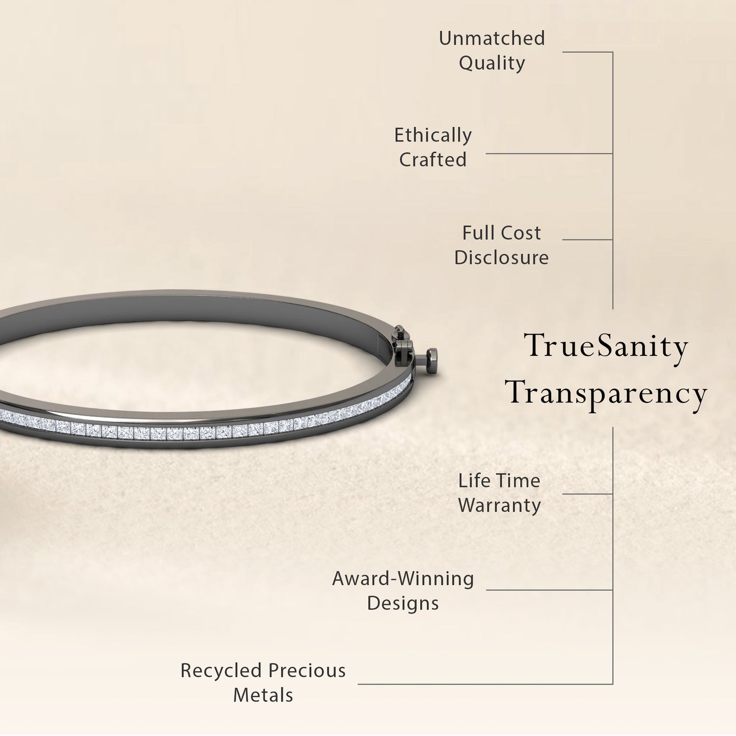 White Diamond Channel-Set Bangle Bracelet - Johanna