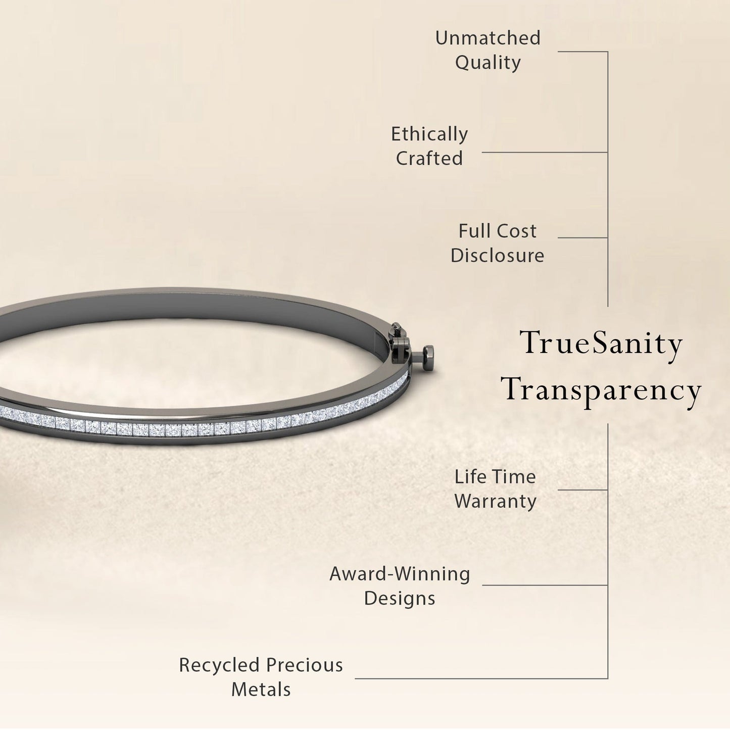 White Diamond Channel-Set Bangle Bracelet - Johanna