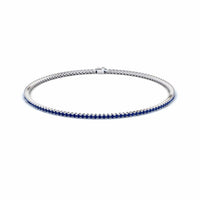 Blue Sapphire 1.3mm Eternity Bangle Bracelet - Alejandra