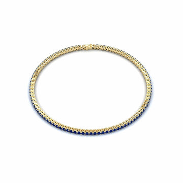 Blue Sapphire 2mm Eternity Bangle Bracelet - Alejandra