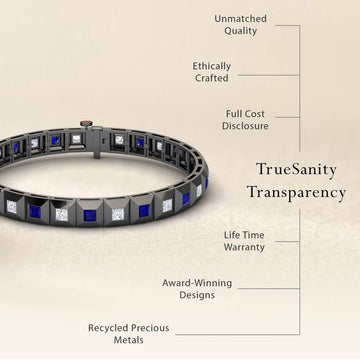 Blue Sapphire & Diamond Geometric Tennis Bracelet - Valerie