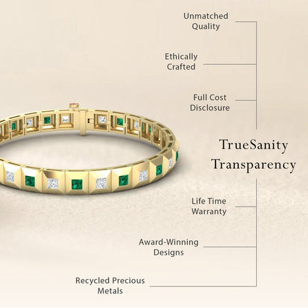 Emerald & Diamond Geometric Tennis Bracelet - Valerie