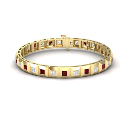 Ruby & Diamond Geometric Tennis Bracelet - Valerie