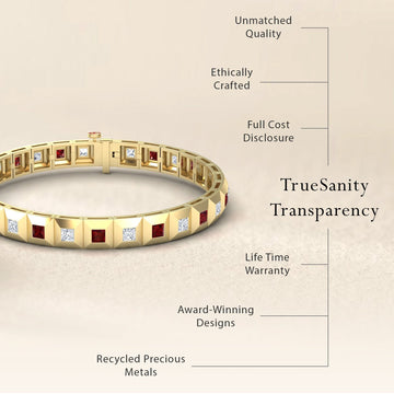 Ruby & Diamond Geometric Tennis Bracelet - Valerie