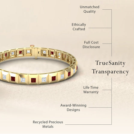 Ruby & Diamond Geometric Tennis Bracelet - Valerie