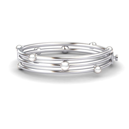 White Akoya Pearl Multi-Band Bangle Bracelet - Yukiko
