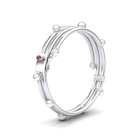 White Akoya Pearl Multi-Band Bangle Bracelet - Yukiko
