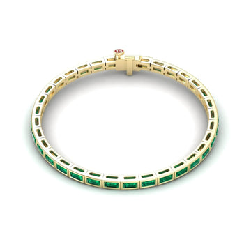 Lab Grown Emerald Link Bangle Bracelet - Ahana