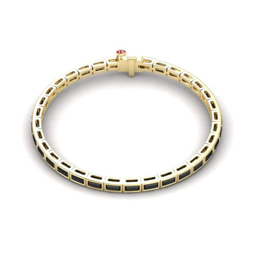 Black Diamond Link Bangle Bracelet - Ahana