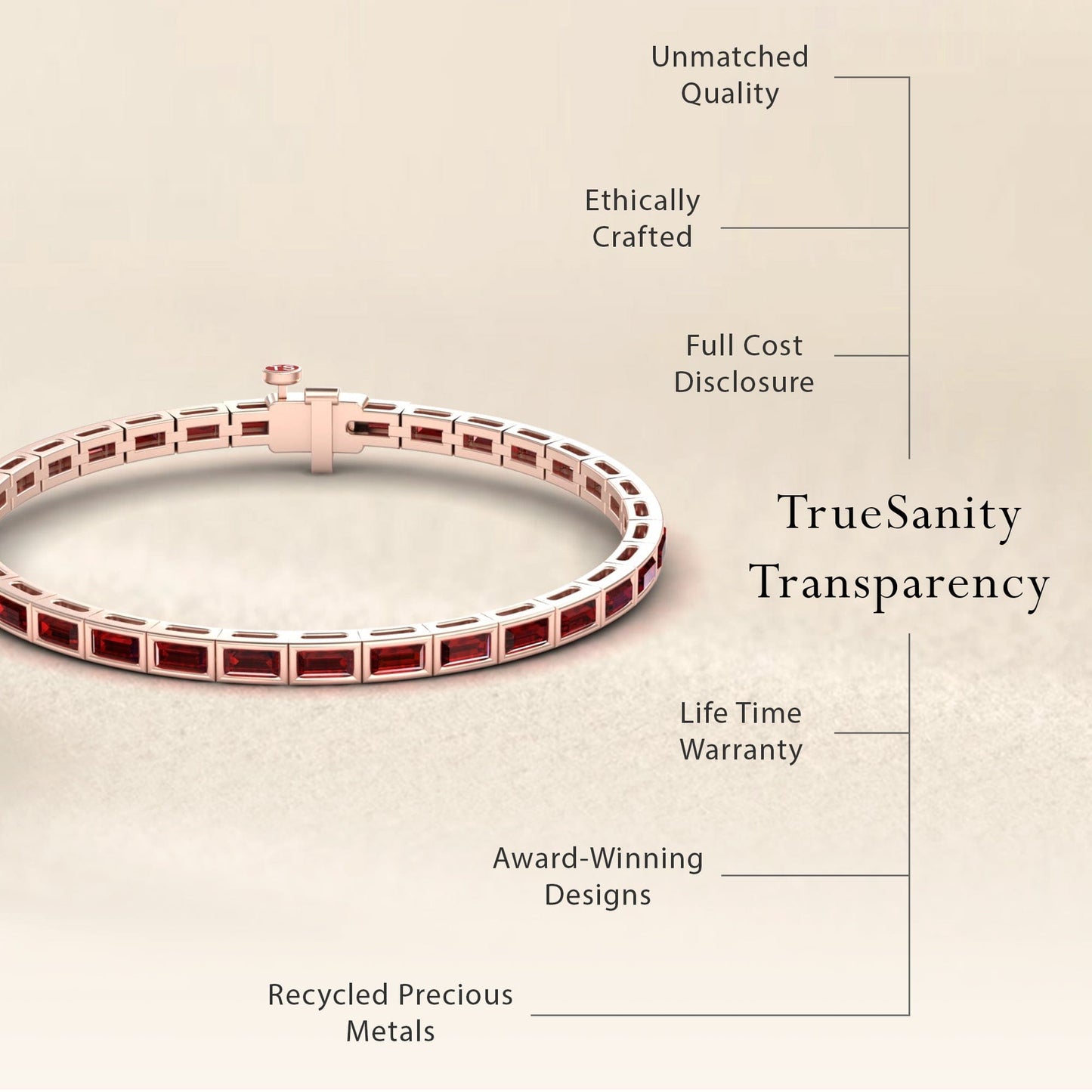 Lab Grown Ruby Link Bangle Bracelet - Ahana