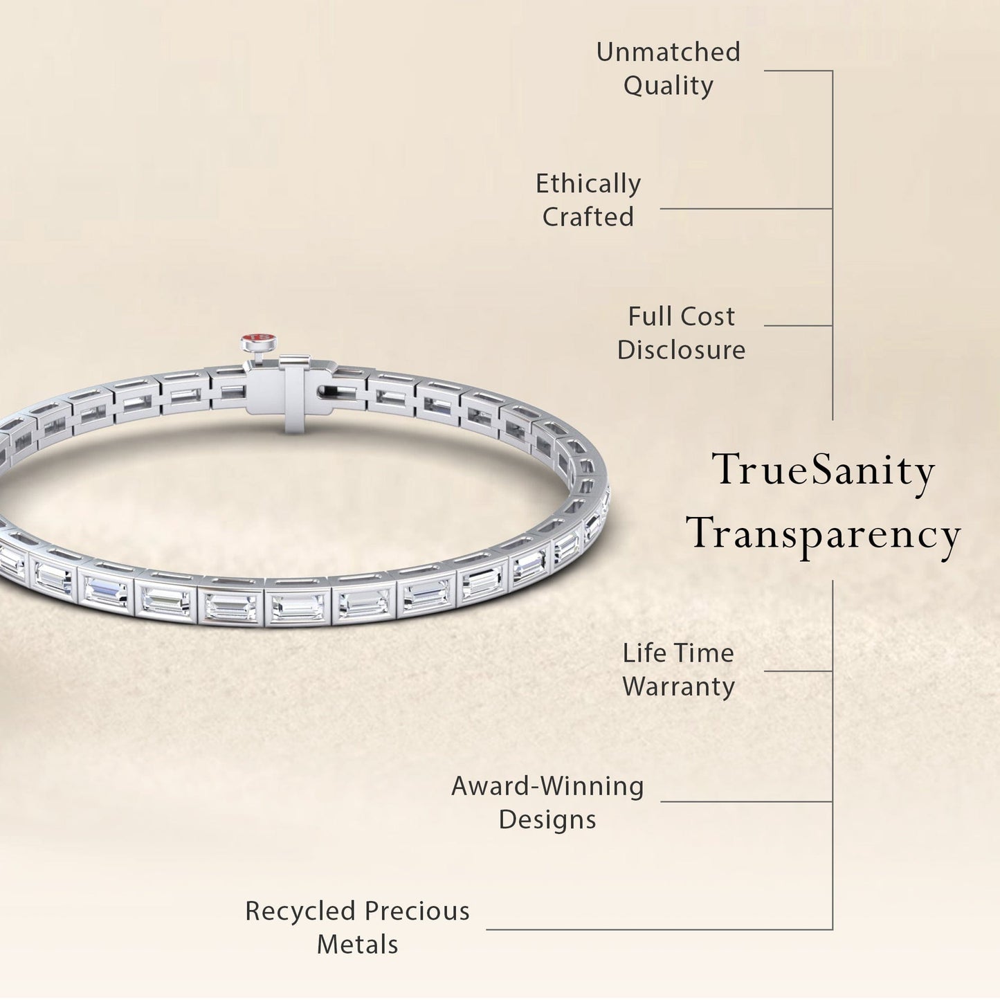 Lab Grown White Diamond Link Bangle Bracelet - Ahana