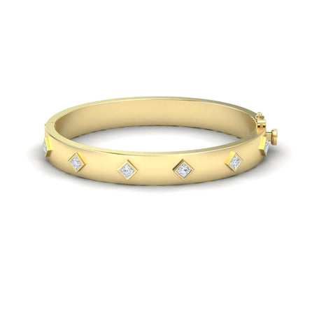 White Diamond Studded Geometric Bangle Bracelet - Beatrix