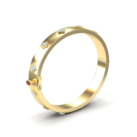 White Diamond Studded Geometric Bangle Bracelet - Beatrix