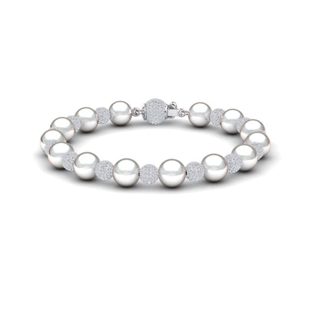 White Akoya Pearl & Diamond Bead Bracelet - Roma