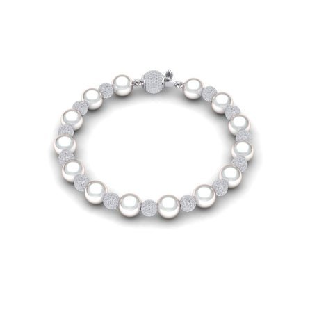 White Akoya Pearl & Diamond Bead Bracelet - Roma