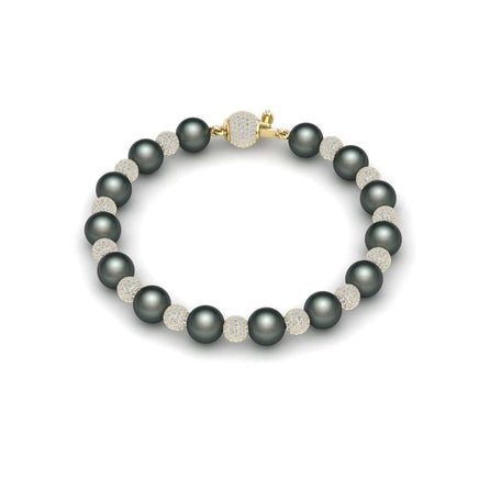 Tahitian Pearl & Diamond Bead Bracelet - Roma