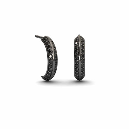 Black Diamond Huggie Hoop Earrings - Mirabel
